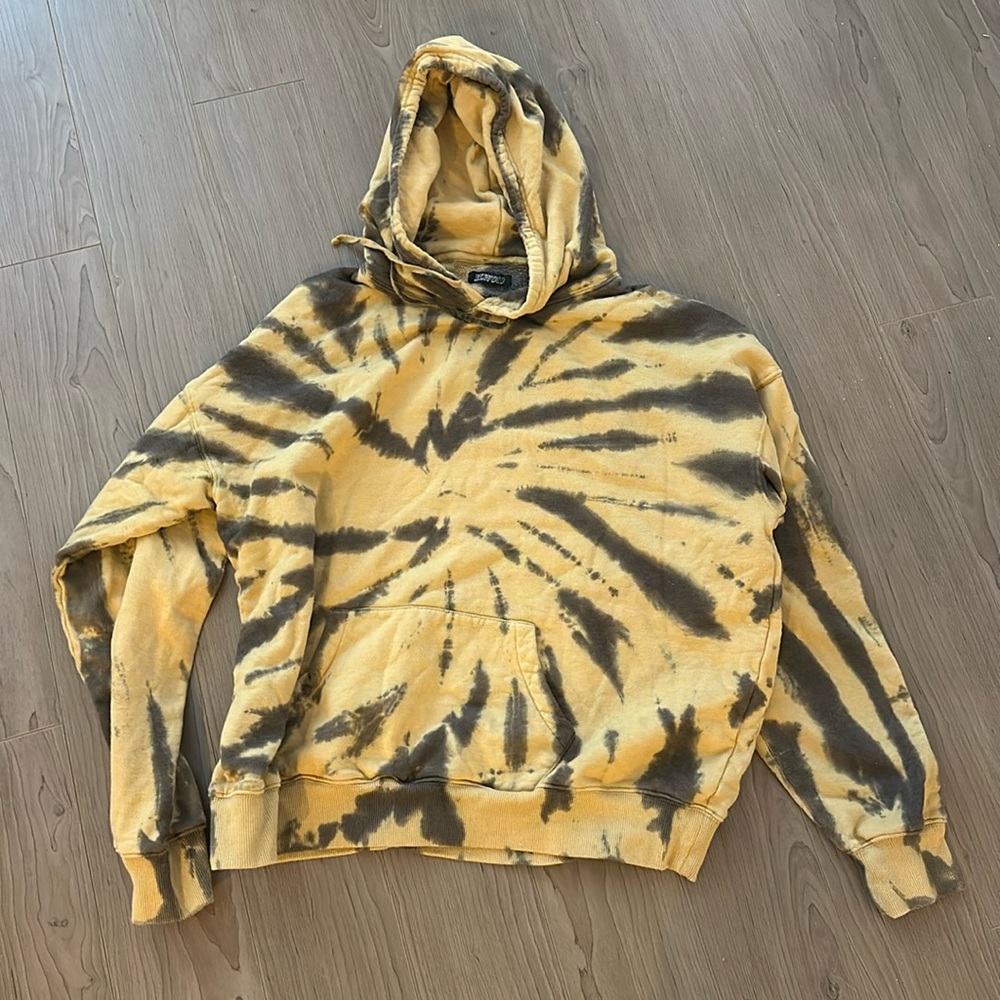 Elwood Boxer Hoodie Yellow Grey Tie Dye Size Small